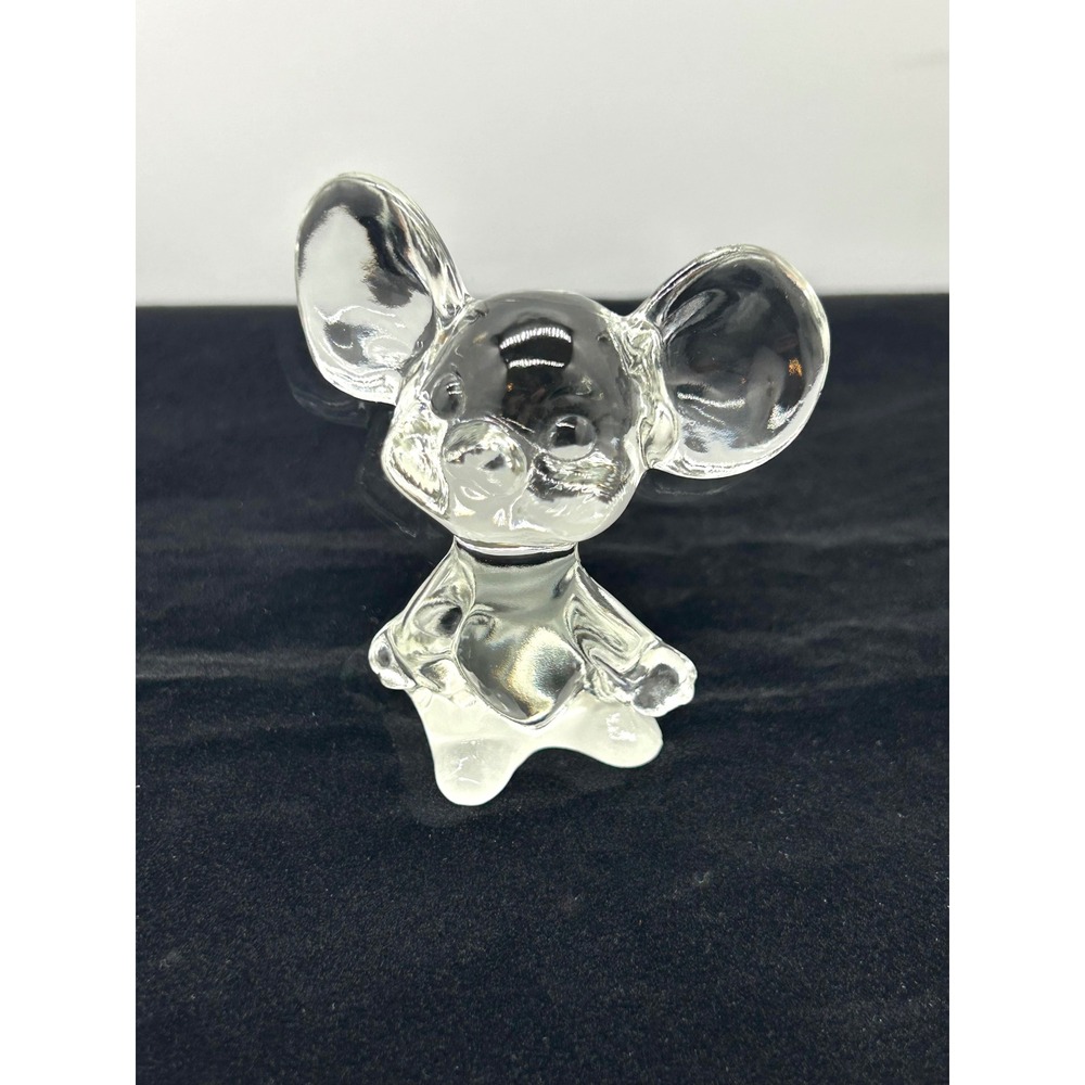 Vintage Fenton Art Clear Glass Mouse Figurine Clear Glass Whimsical Paperweight